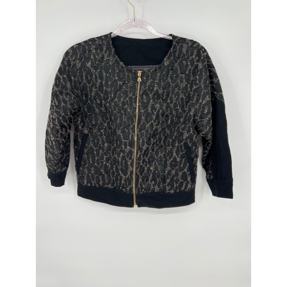 Trina Turk Jacket Size S Black and Tan Zip Up Office Career Gold Zipper